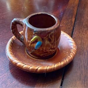 Golden Aspen By Thrifco Vintage Colorado Miniature Tea Cup & Dish Shot Glass